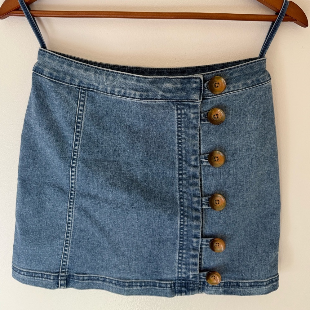 Free People Blue Denim Mini Skirt